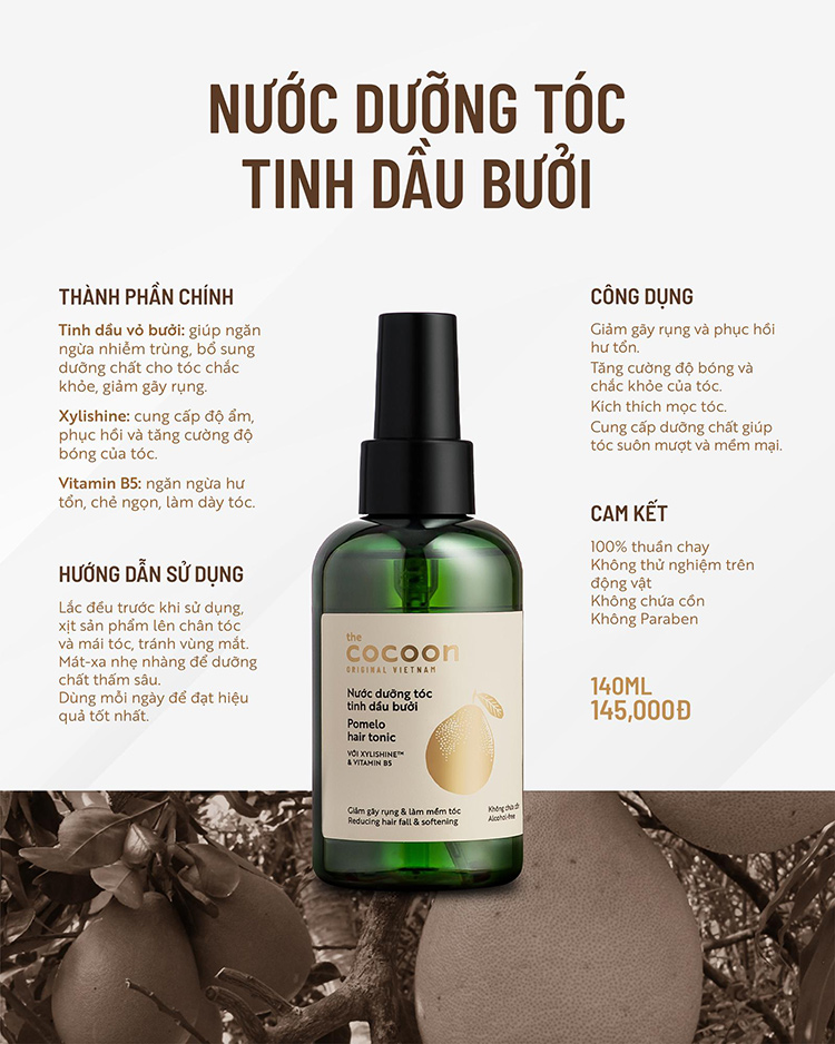 Nước dưỡng tóc tinh dầu bưởi cocoon